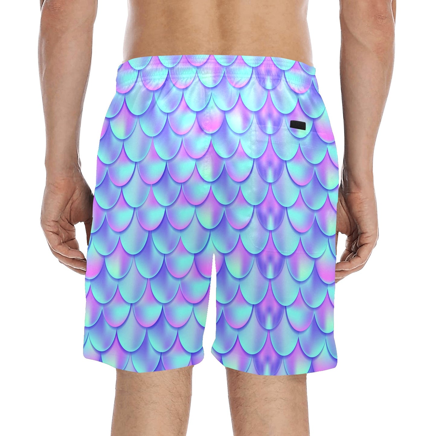 Mermaid Tail Design Print Pattern Men's Swim Trunks Beach Shorts