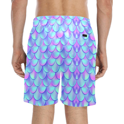 Mermaid Tail Design Print Pattern Men's Swim Trunks Beach Shorts