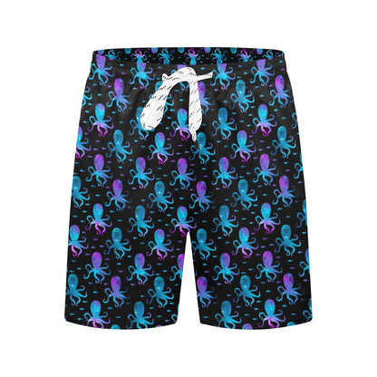 Octopus Blue Design Print Themed Men's Swim Trunks Beach Shorts