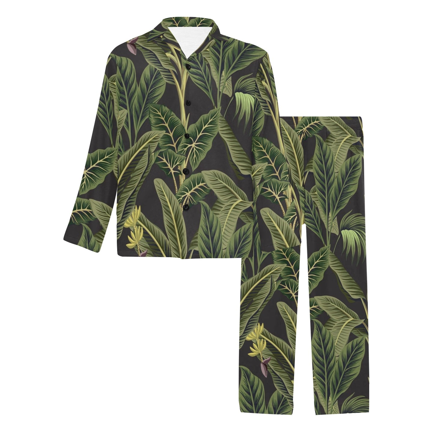 Banana Leaf Pattern Print Design BL04 Men's Long Pajama Set