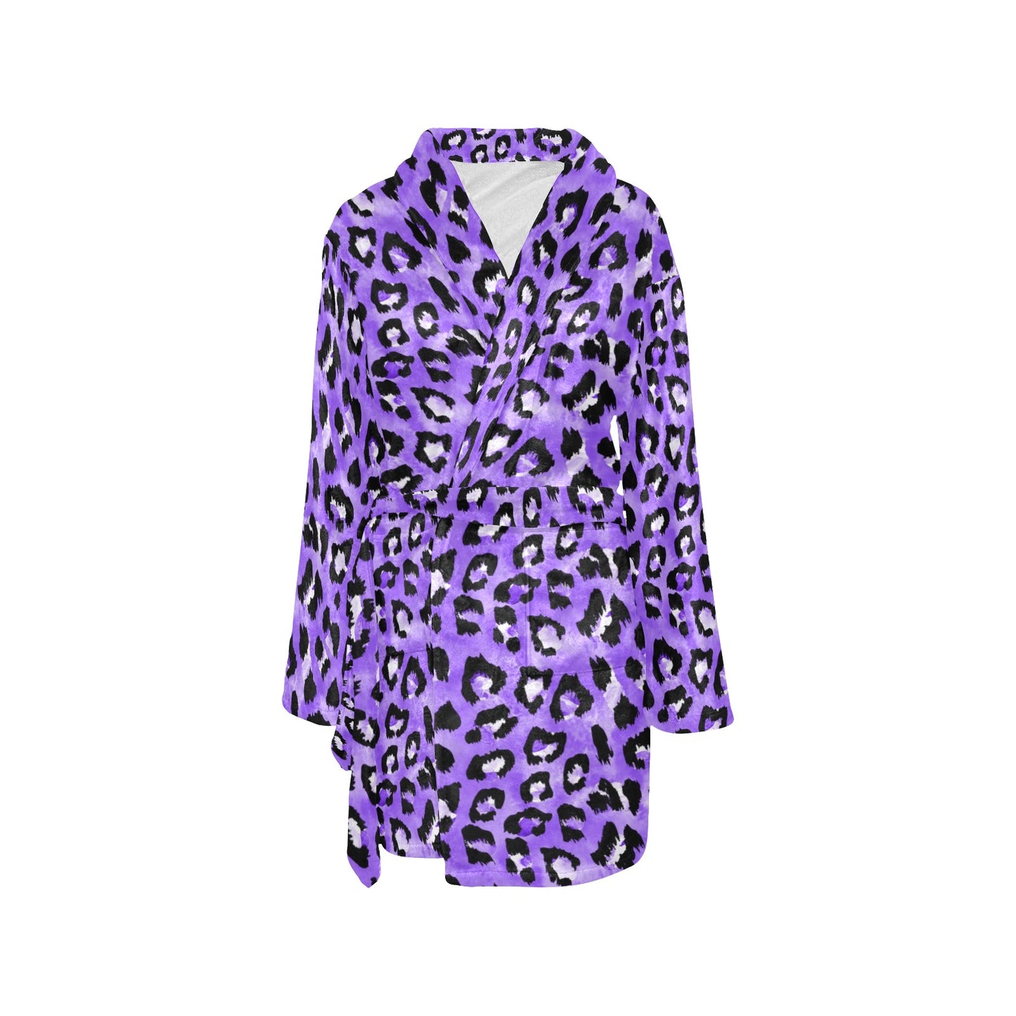 Leopard Purple Skin Print Women's Fleece Robe