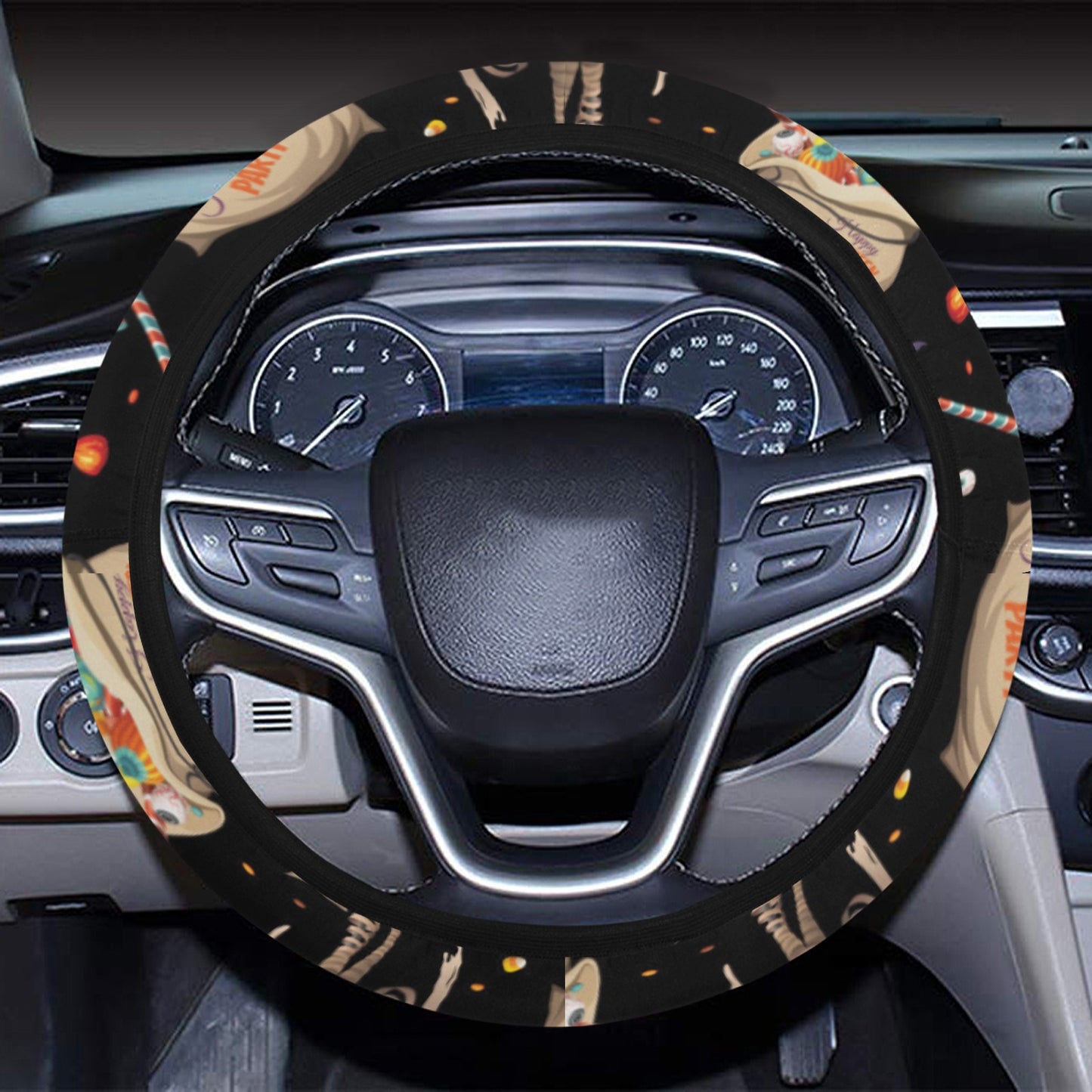 Mummy Halloween Print Design LKS303 Steering Wheel Cover with Elastic Edge