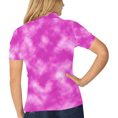 Tie Dye Pink Design Print Women's Polo Shirt
