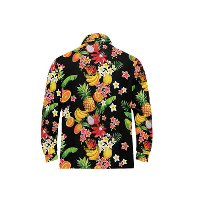Tropical Fruits Pattern Print Design TF02 Long Sleeve Polo Shirt For Men's
