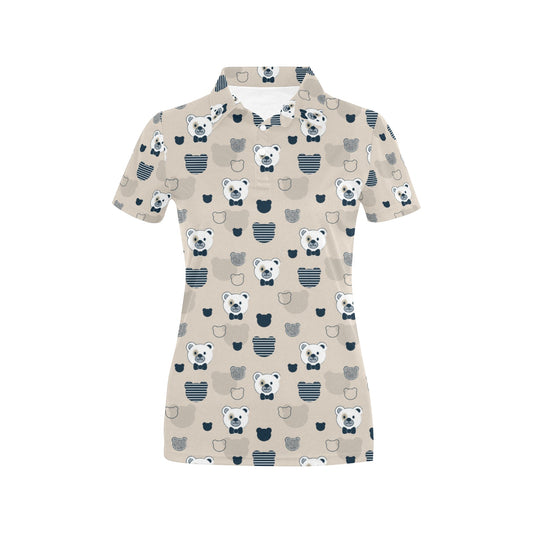 Bear Pattern Print Design 05 Women's Polo Shirt