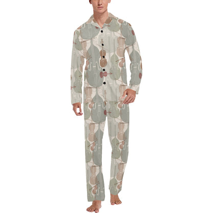 Violin Pattern Print Design 01 Men's Long Pajama Set