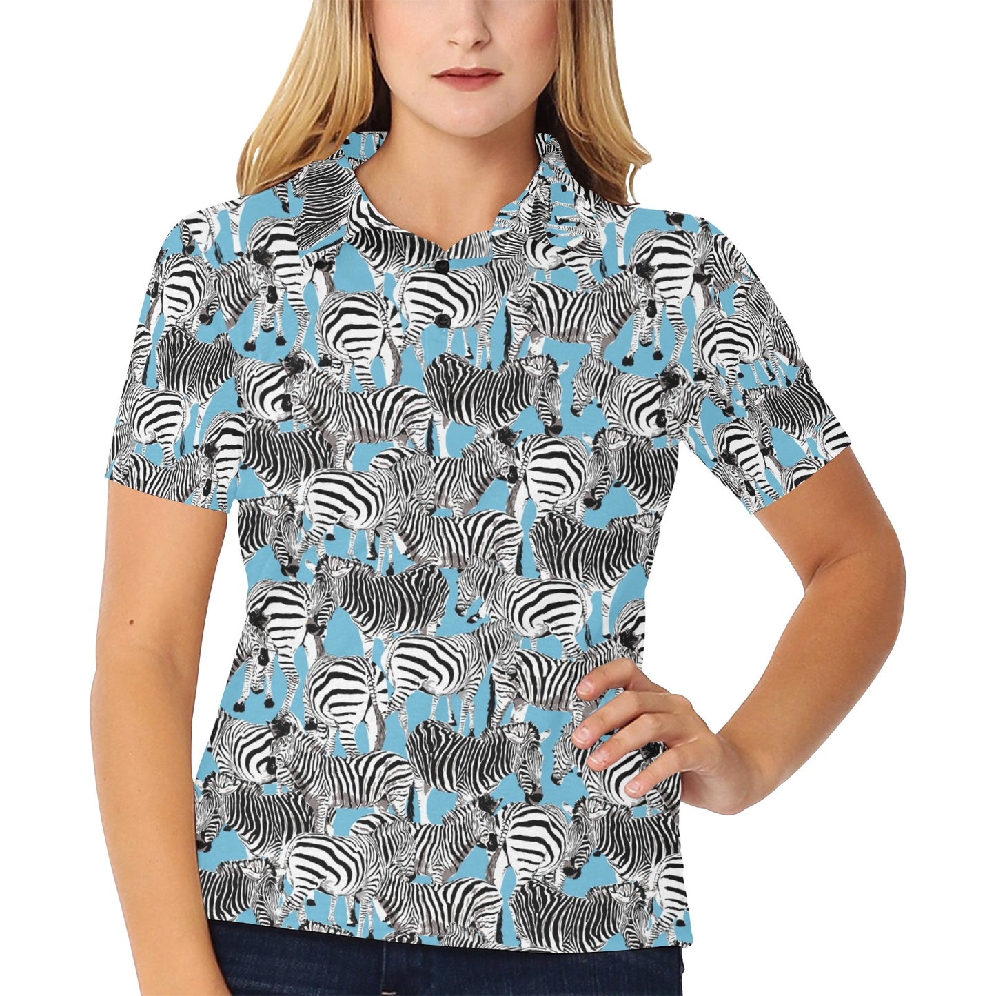 Zebra Print Design LKS305 Women's Polo Shirt