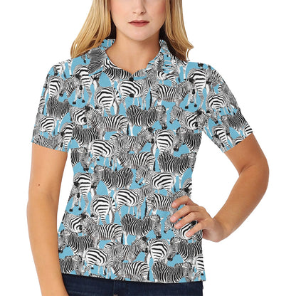 Zebra Print Design LKS305 Women's Polo Shirt