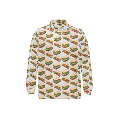 Sandwich Print Design LKS302 Long Sleeve Polo Shirt For Men's