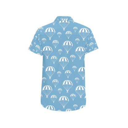 Skydiver Print Design LKS305 Men Short Sleeve Button Up Shirt