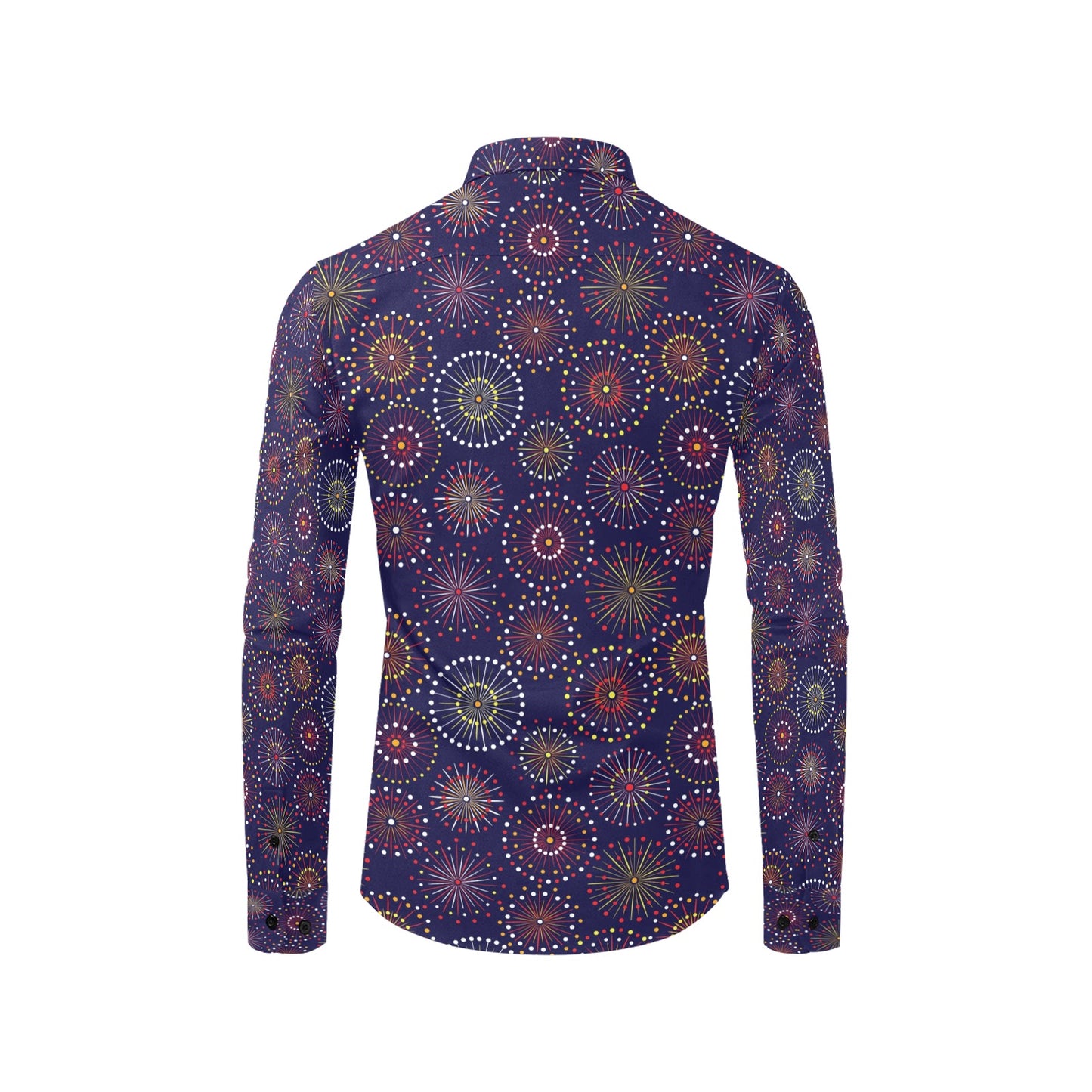 Firework Flower Style Print Design LKS302 Men's Long Sleeve Dress Shirt