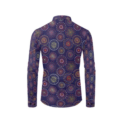 Firework Flower Style Print Design LKS302 Men's Long Sleeve Dress Shirt