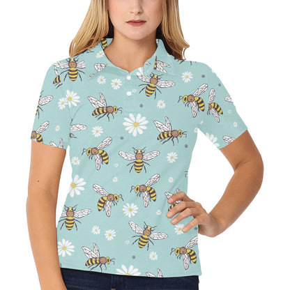 Bee Pattern Print Design BEE010 Women's Polo Shirt