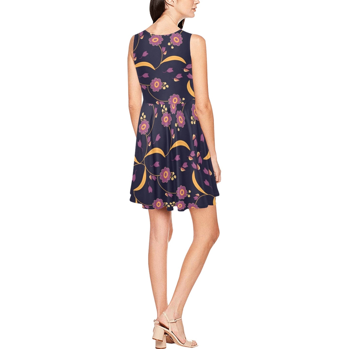 Anemone Pattern Print Design AM012 Sleeveless Dress