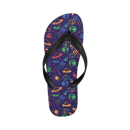UFO Space Rocket Print Design LKS302 Flip Flops