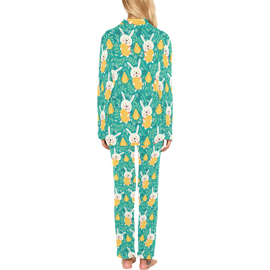Easter Eggs Pattern Print Design RB02 Women's Long Pajama Set