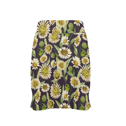 Daisy Vintage Print Pattern 17" Golf & Pickleball Skort with Pockets
