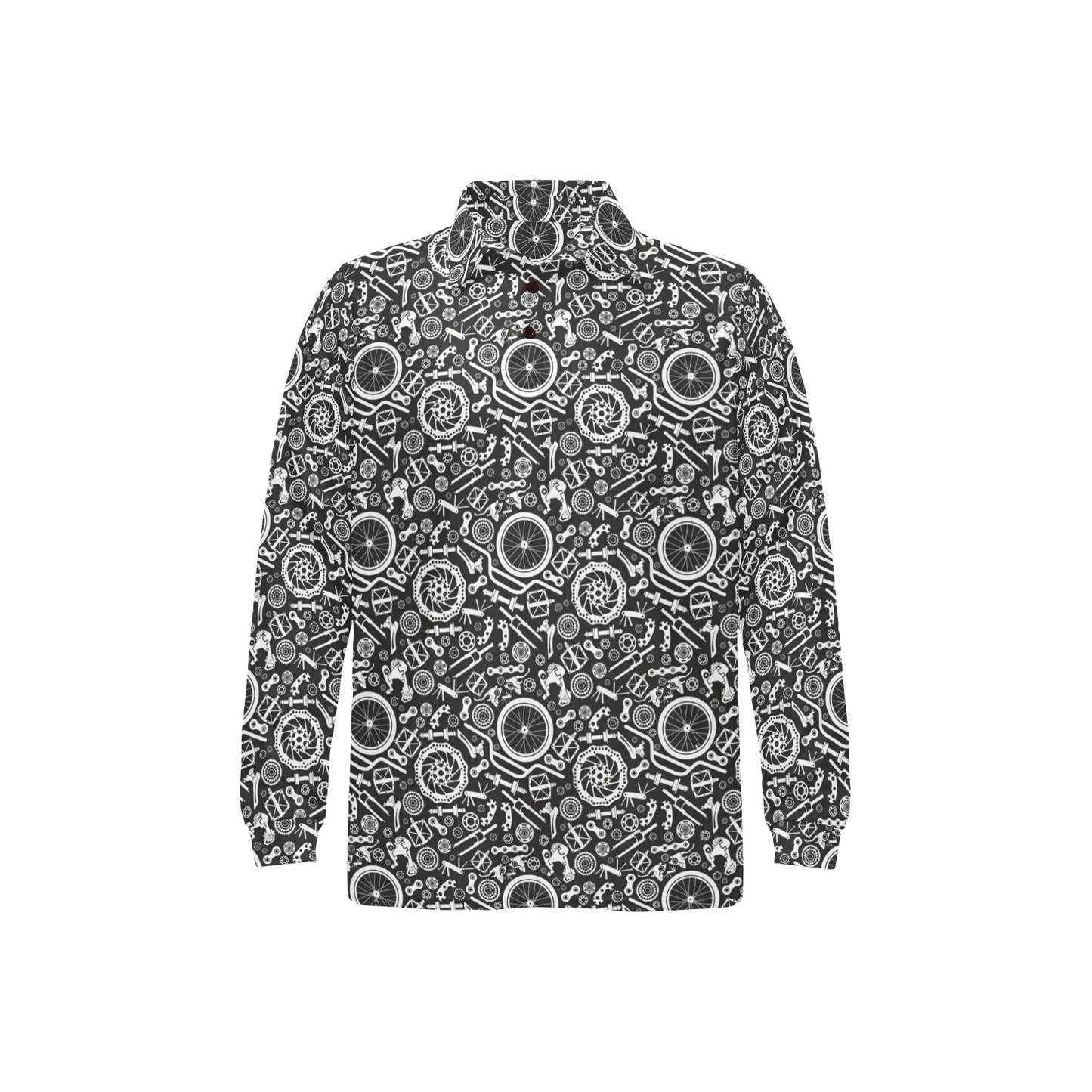 Bicycle Tools Pattern Print Design 02 Long Sleeve Polo Shirt For Men's