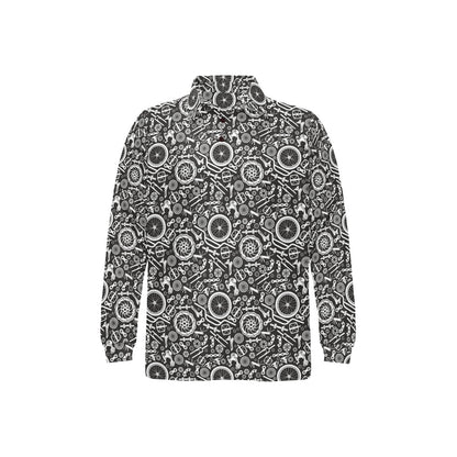 Bicycle Tools Pattern Print Design 02 Long Sleeve Polo Shirt For Men's
