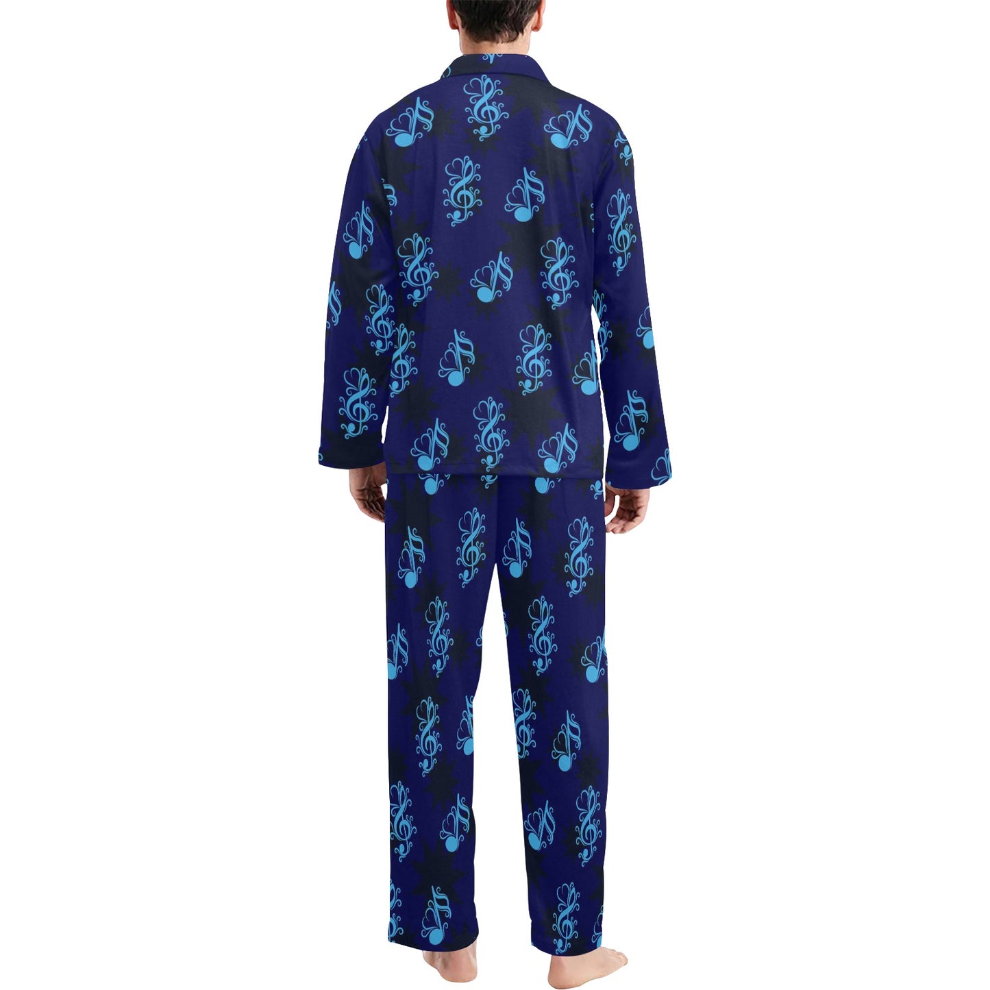 Music note Pattern Print Design A04 Men's Long Pajama Set