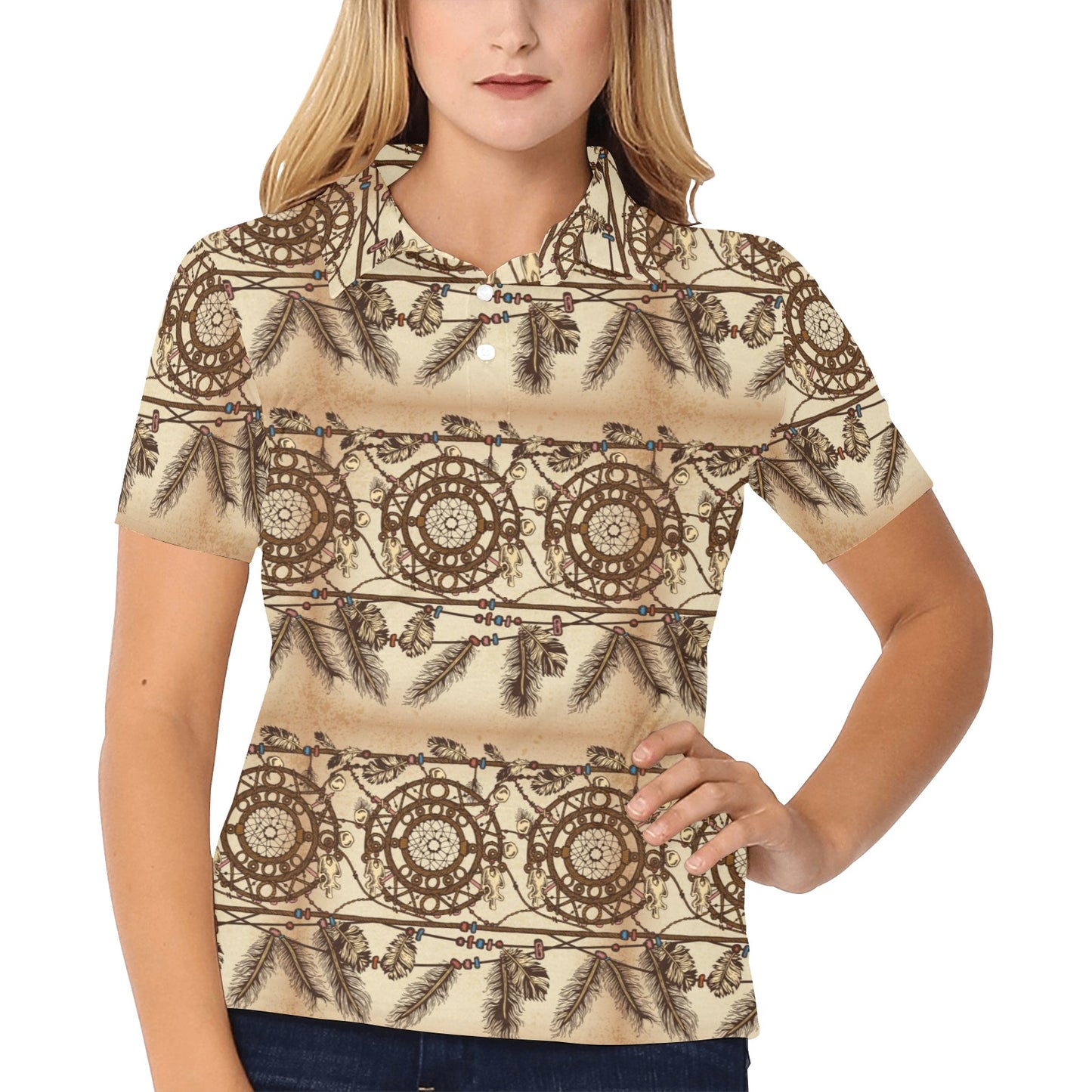 Dream catcher vintage native Women's Polo Shirt