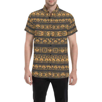 Ancient Greek Print Design LKS303 Men Short Sleeve Button Up Shirt