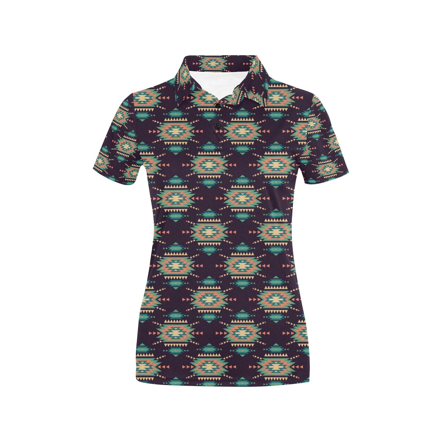 Navajo Geometric Style Print Pattern Women's Polo Shirt