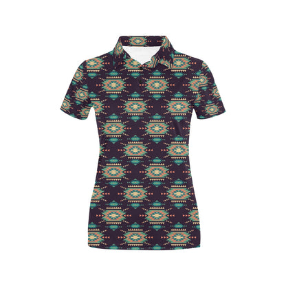 Navajo Geometric Style Print Pattern Women's Polo Shirt