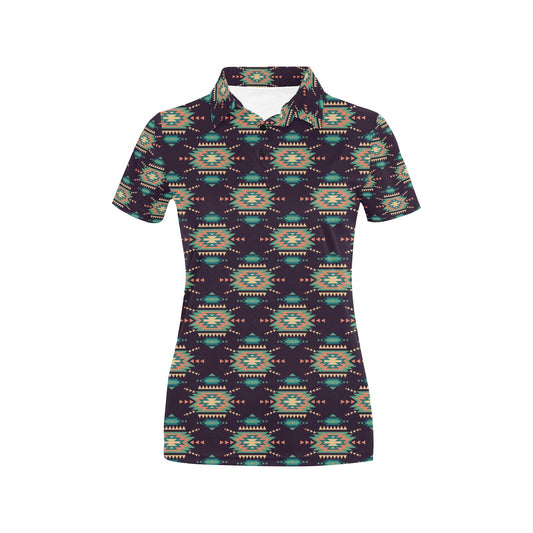 Navajo Geometric Style Print Pattern Women's Polo Shirt