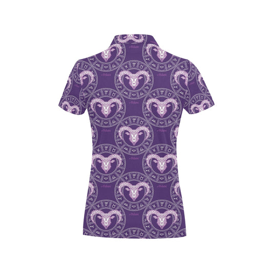 Aries Zodiac Pattern Print Design 02 Women's Polo Shirt