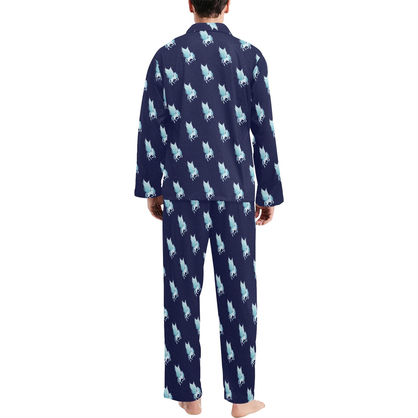 Pegasus Pattern Print Design 03 Men's Long Pajama Set