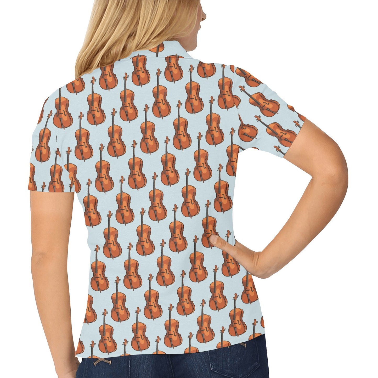 Violin Print Design LKS406 Women's Polo Shirt