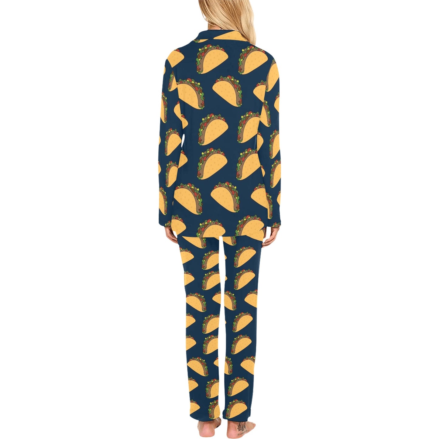 Taco Pattern Print Design TC04 Women's Long Pajama Set