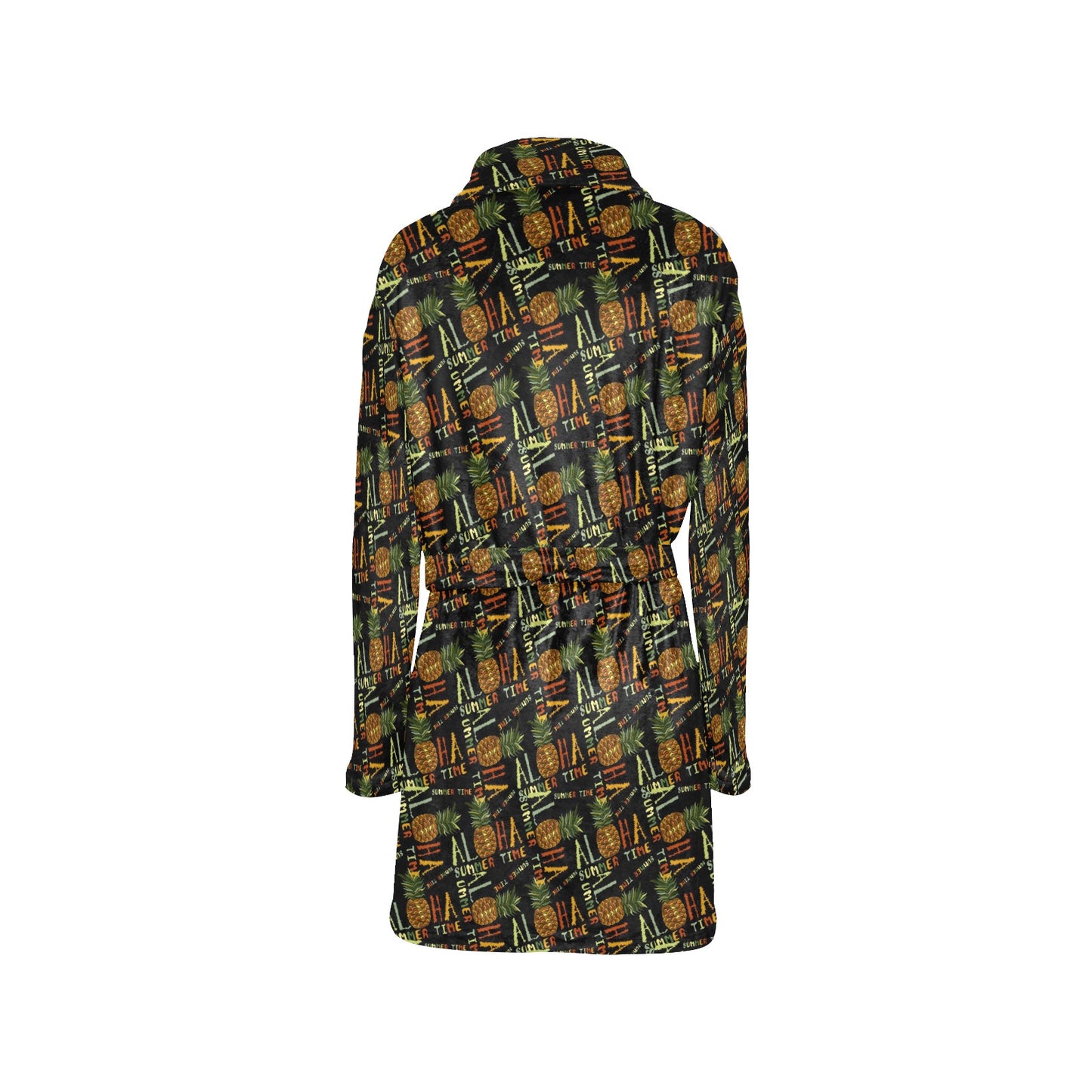 Aloha Hawaii Time Design Themed Print Women's Fleece Robe