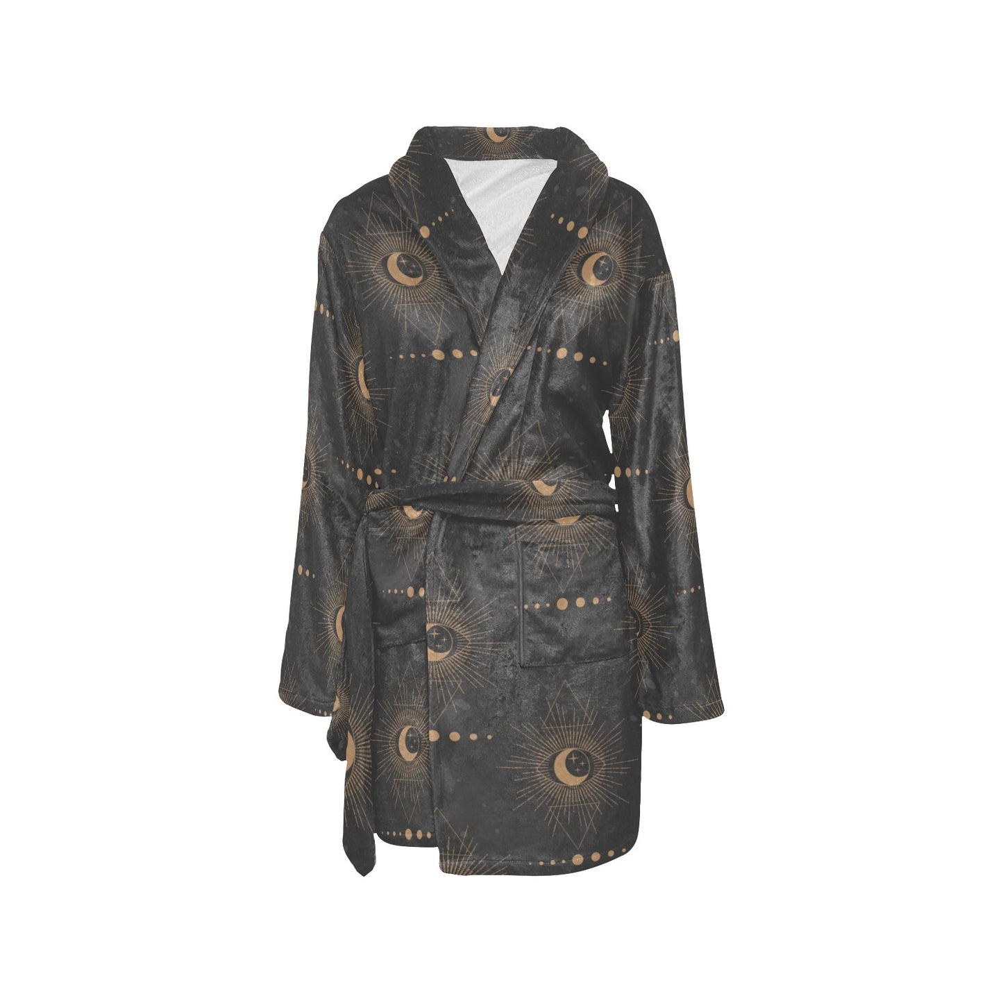 Moon Boho Pattern Print Design 02 Women's Fleece Robe