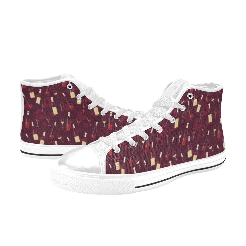 Wine Themed Print Design LKS302 Men's High Top Canvas Shoes