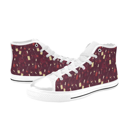 Wine Themed Print Design LKS302 Men's High Top Canvas Shoes