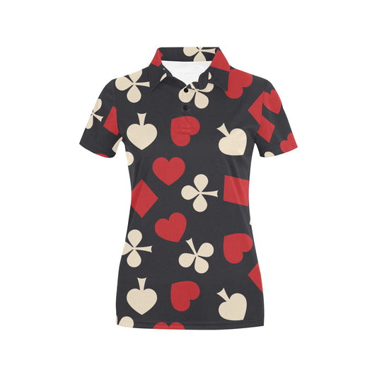 Poker Cards Pattern Print Design A02 Women's Polo Shirt