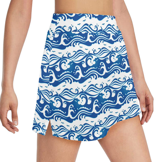 Wave Print Design LKS303 17" Golf & Pickleball Skort with Pockets