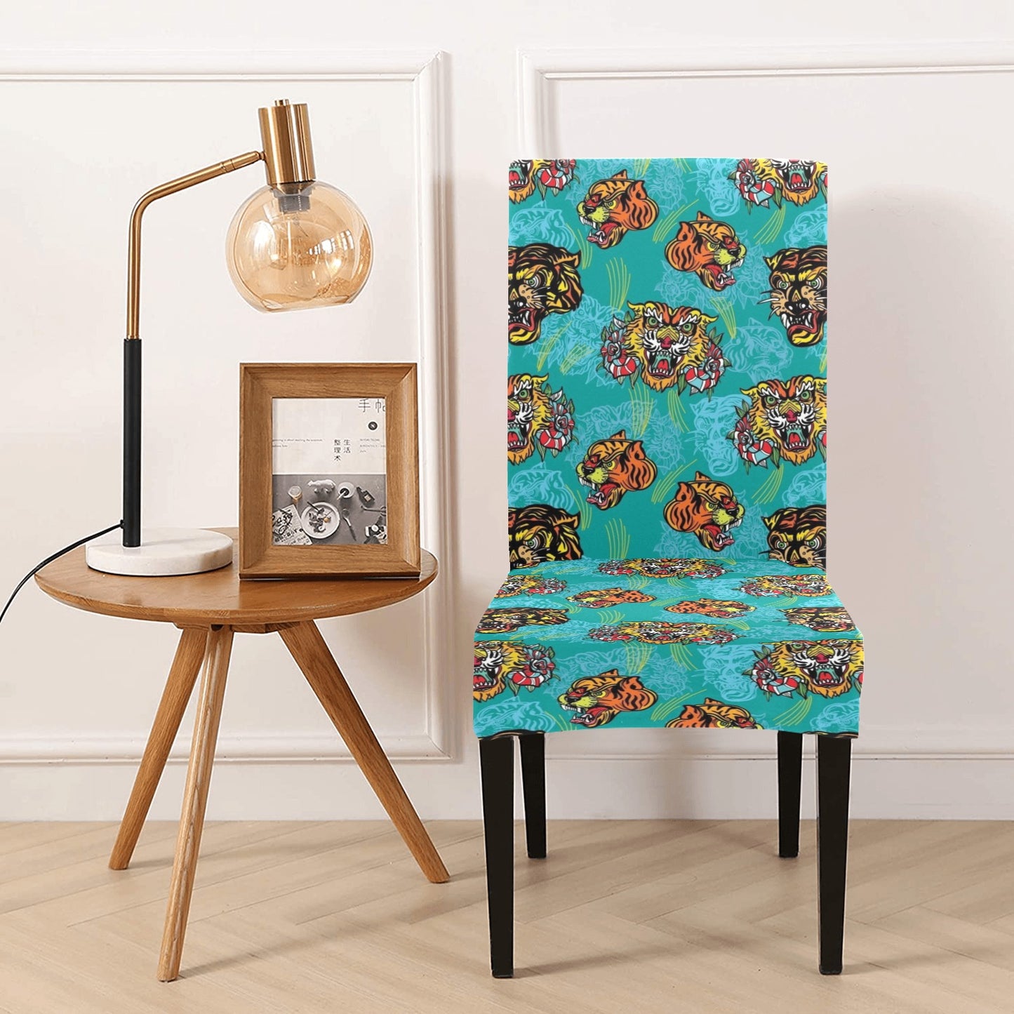 Tattoo Tiger Head Print Design LKS304 Dining Chair Slipcover
