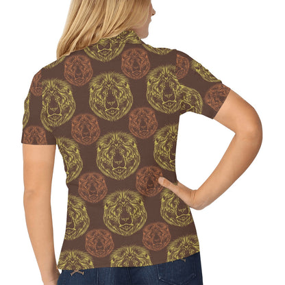 Lion Pattern Print Design 04 Women's Polo Shirt