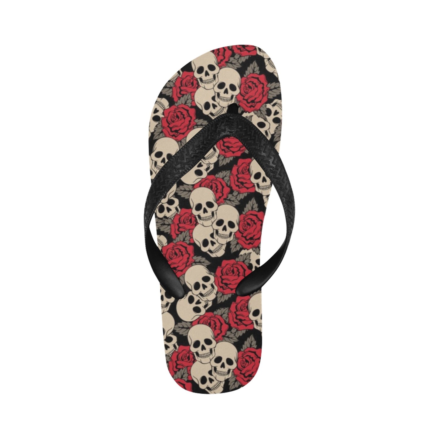 Skull And Roses Print Design LKS301 Flip Flops