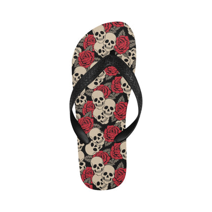 Skull And Roses Print Design LKS301 Flip Flops