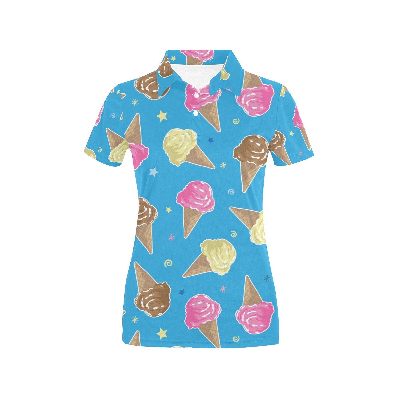 Ice Cream Pattern Print Design 01 Women's Polo Shirt