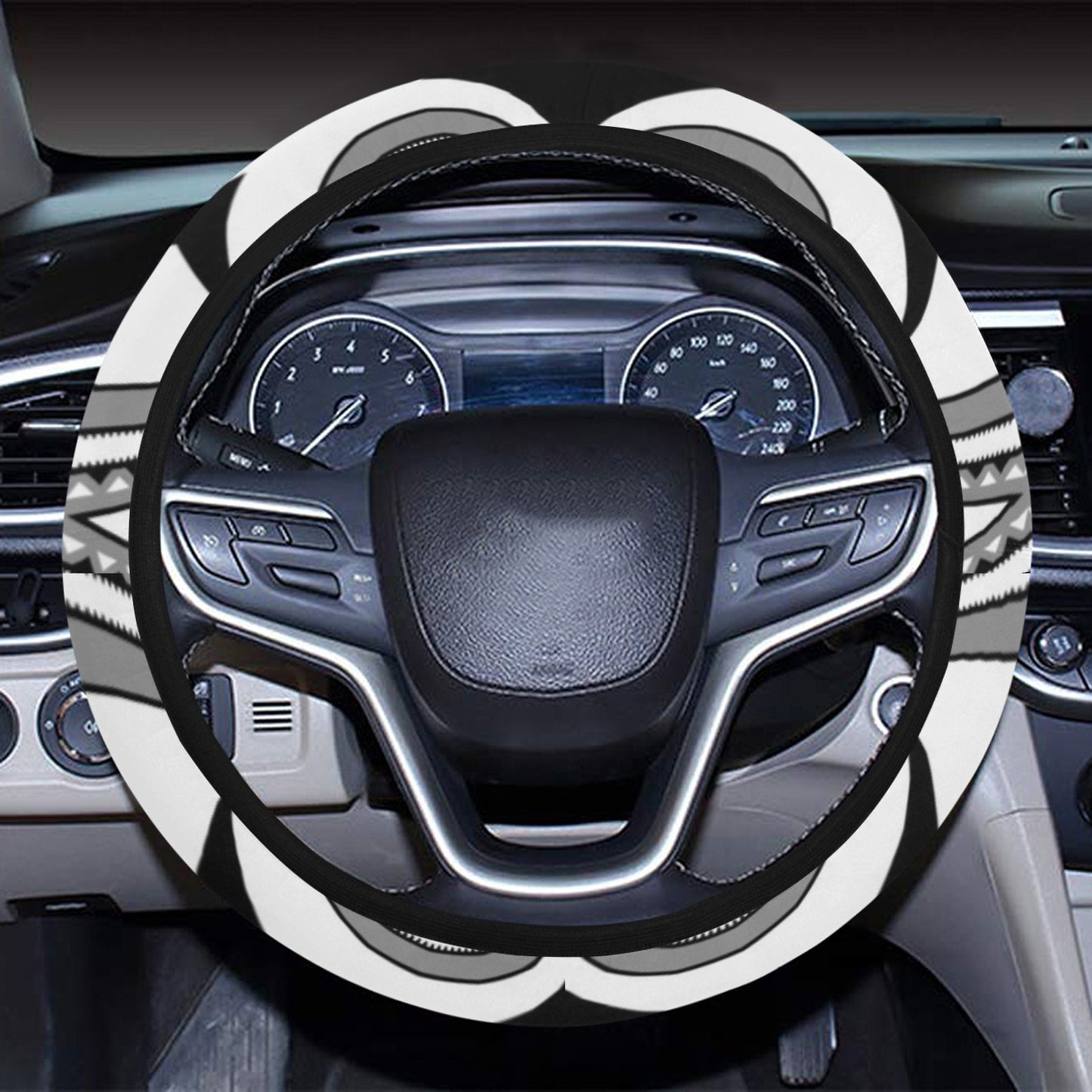 Samoan Pattern Print Design LKS302 Steering Wheel Cover with Elastic Edge