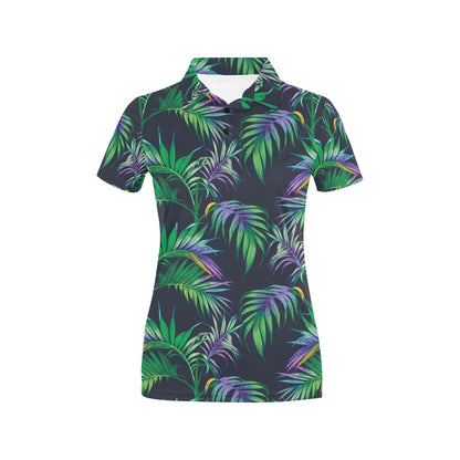 Palm Leaves Pattern Print Design PL04 Women's Polo Shirt