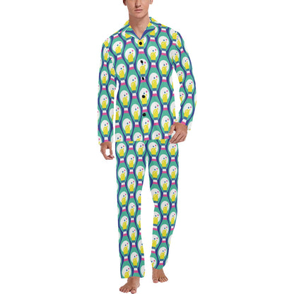 Bowling Pattern Print Design 04 Men's Long Pajama Set