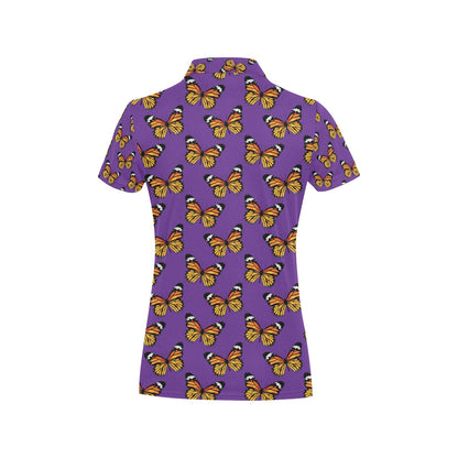Monarch Butterfly Purple Print Pattern Women's Polo Shirt