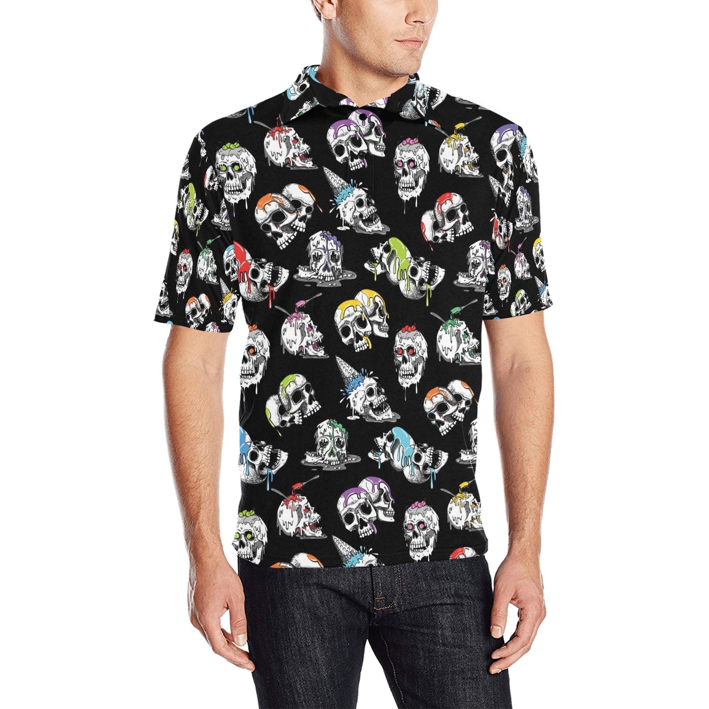 Skull Print Design LKS3013 Men Polo Shirt