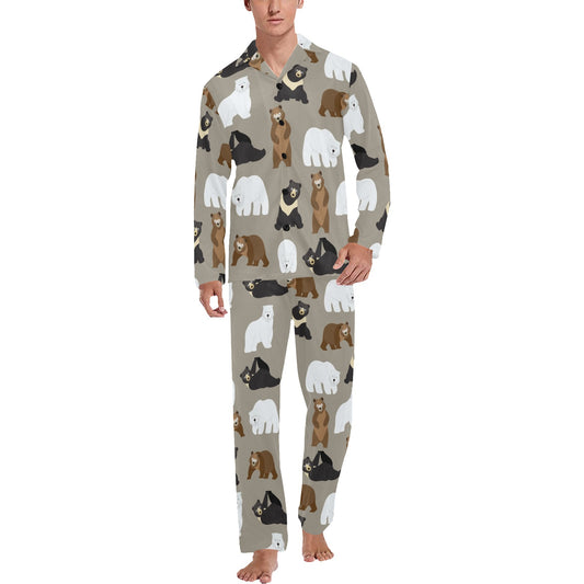 Bear Pattern Print Design BE03 Men's Long Pajama Set